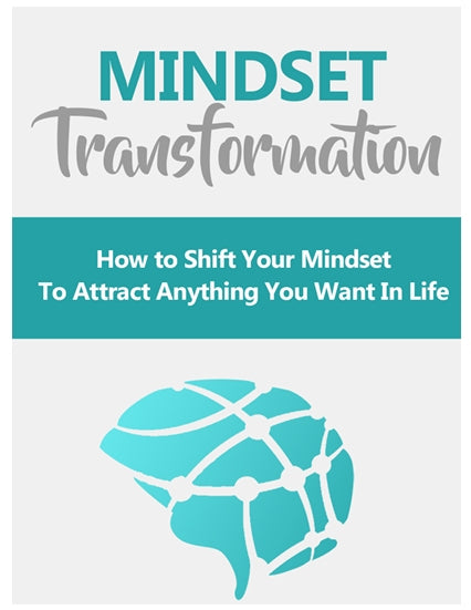 Book cover of 'Mindset Transformation' with a brain illustration on a white background